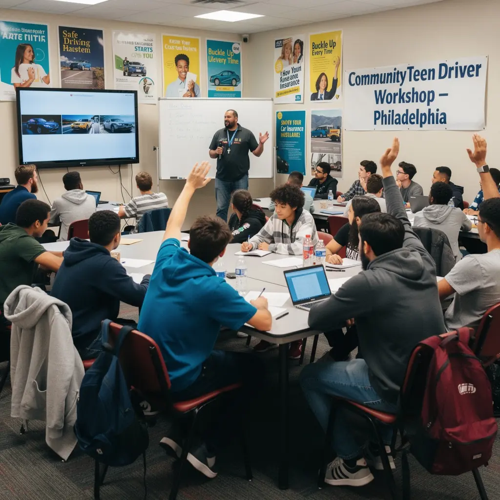 Obrazek przedstawiający kierowcę podpisującego umowę ubezpieczeniową w biurze agenta.