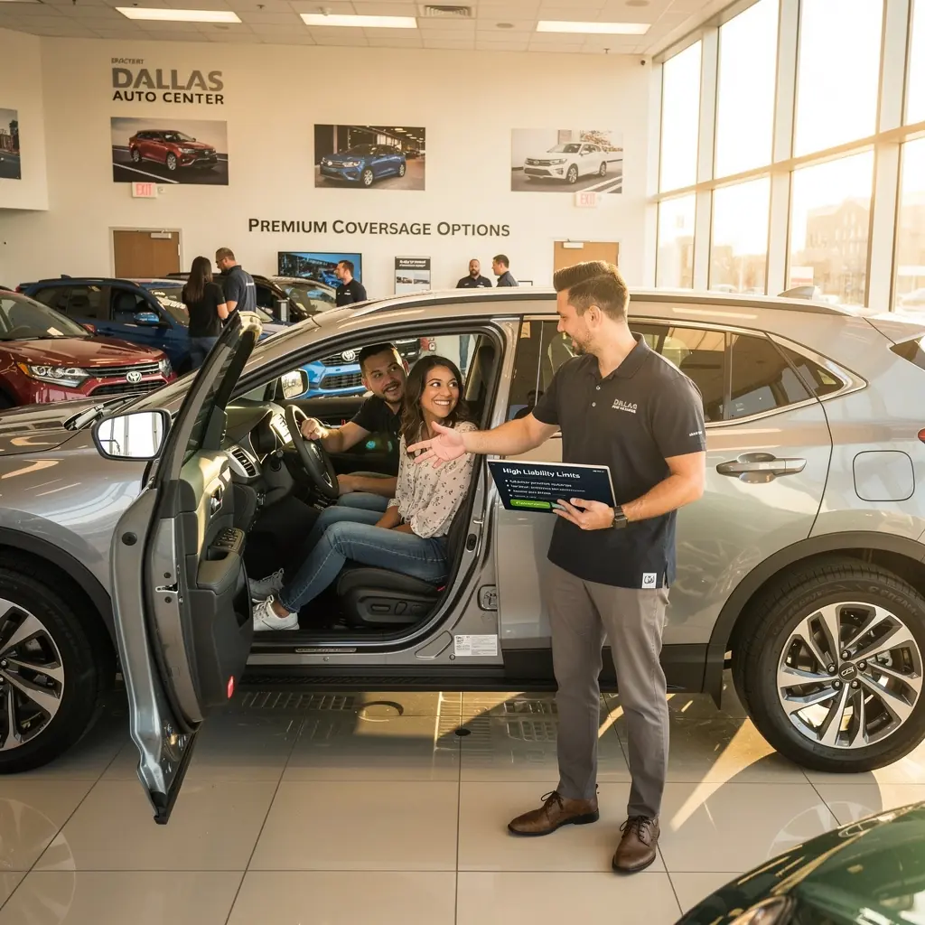 Kierowca szczęśliwy po dokonaniu wyboru polisy z niską składką i wysokim limitem.